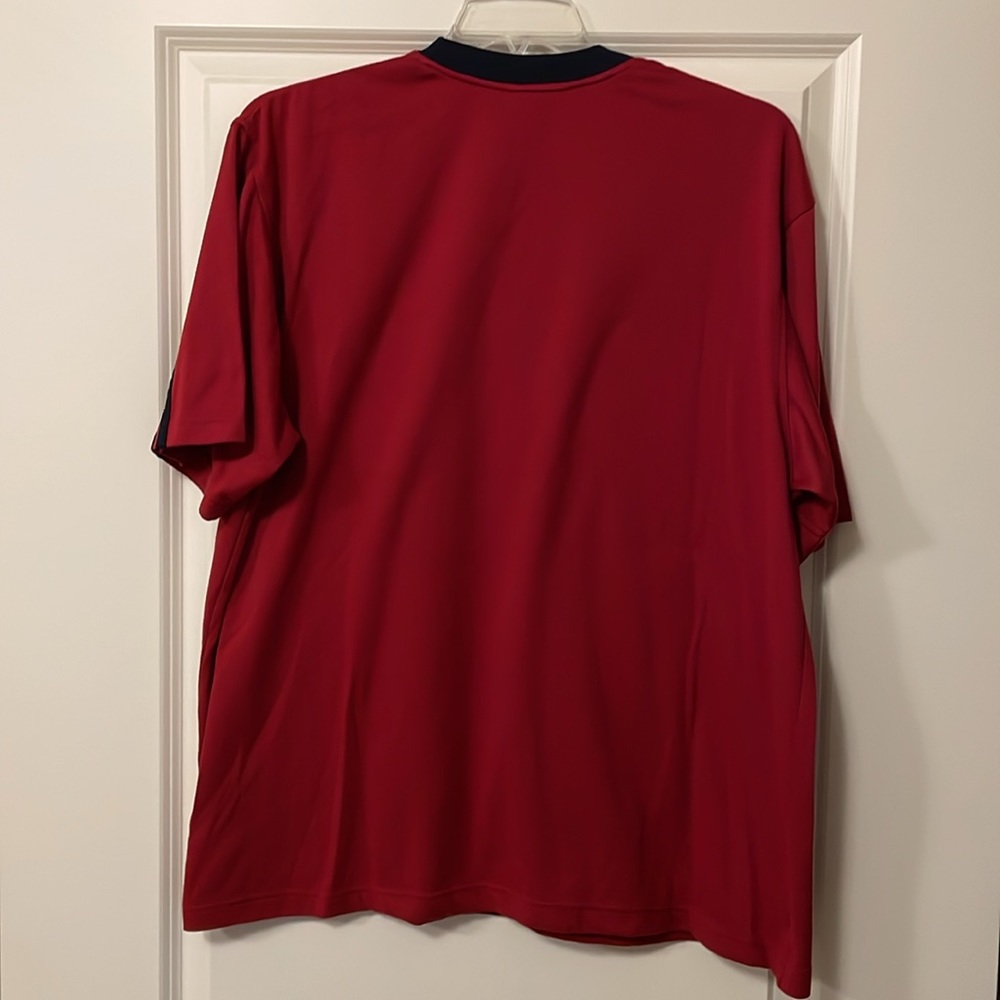 Adidas red climalite red shirt with blue stripes and logo. Used size XL - Picture 6 of 7